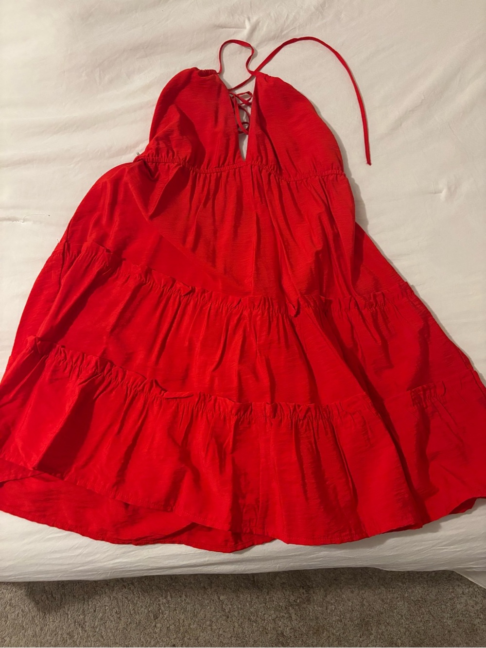 Target Red Tiered Halter Mini Dress with Tie Back